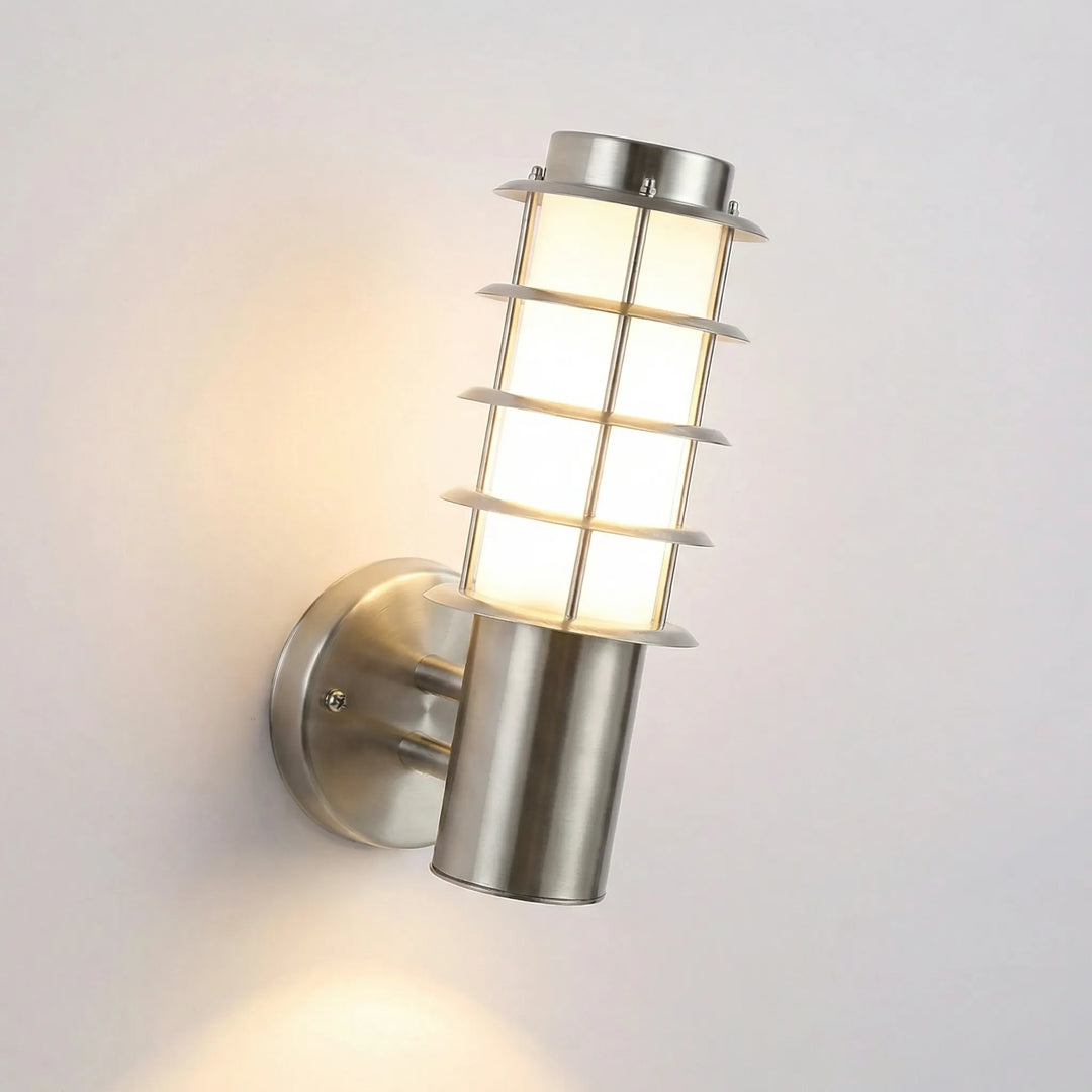Black modern LED outdoor wall sconce with smart motion sensor technology, ideal exterior home decor.