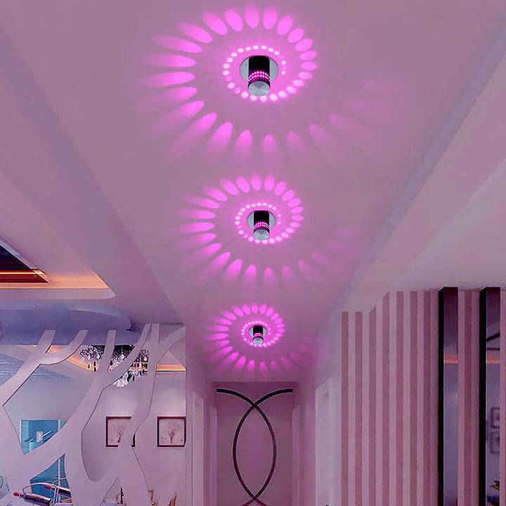 Stylish LED spiral lamp as a wall sconce, atmospheric lighting for living room