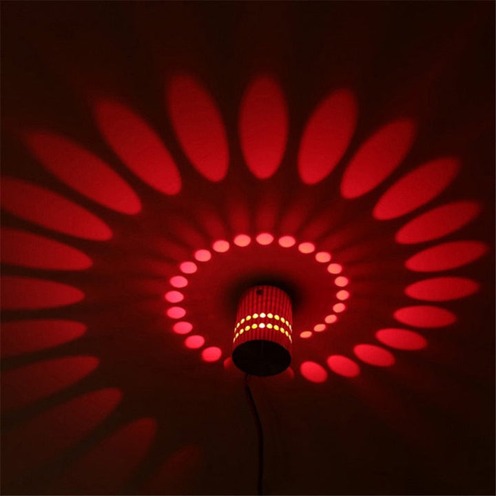 Bright LED spiral light illuminating a hallway, modern and functional lighting