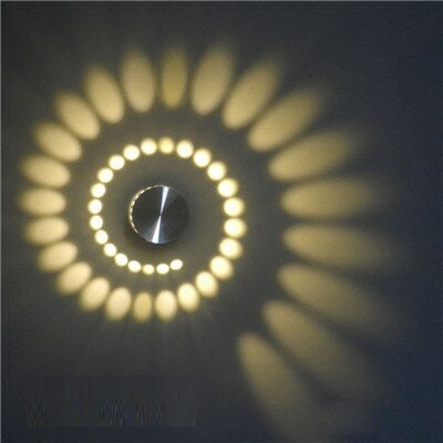 Conceptual shot of LumoSpiral LED spiral wall light enhancing a contemporary bedroom's atmosphere