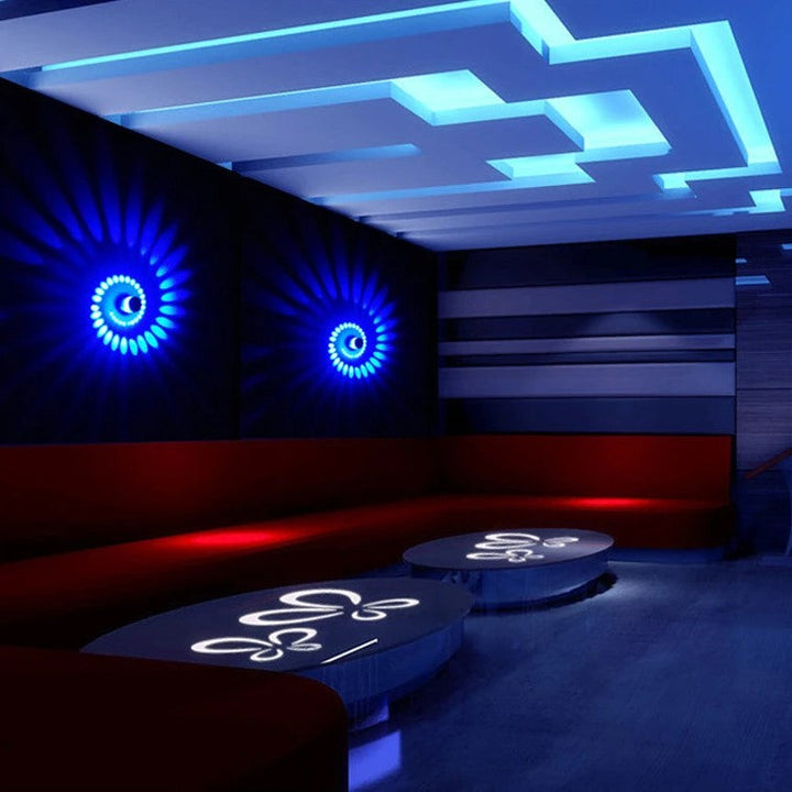 Sleek black LumoSpiral LED spiral wall light adding a touch of modern decor to an interior