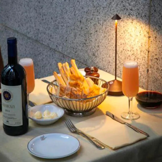 White modern LED table lamp, touch-controlled and dimmable, enhancing home aesthetic