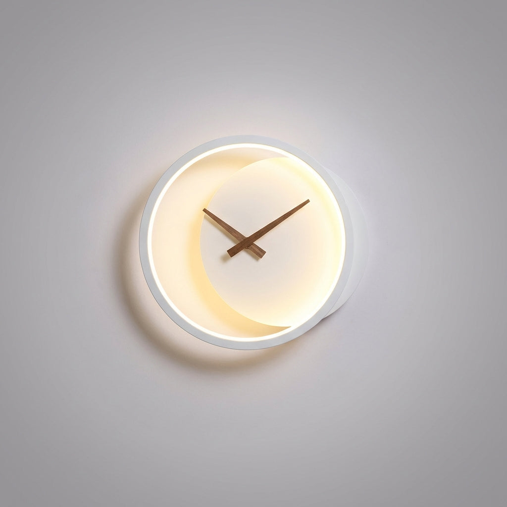 Minimalist LED wall light and clock, sleek design, functional and decorative home accent