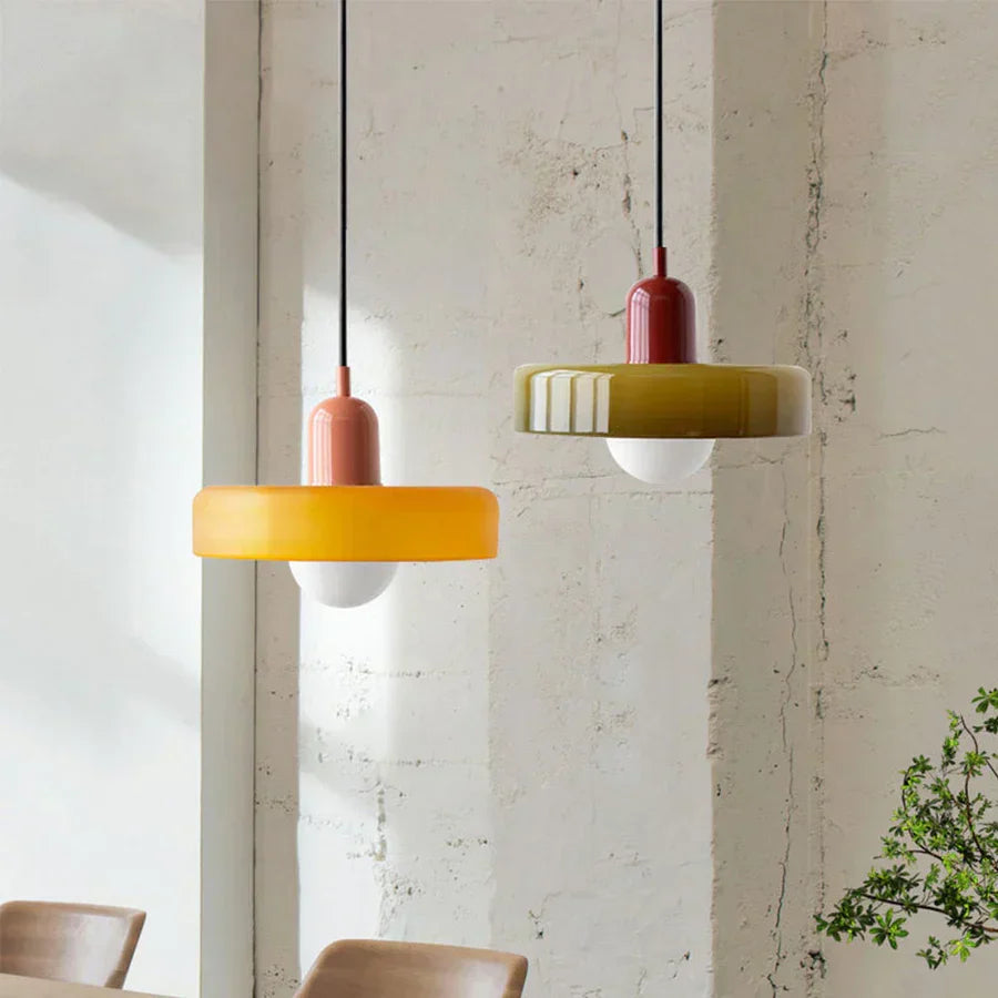 Modern NordicLuxe glass hanging lamp for stylish kitchen island lighting.