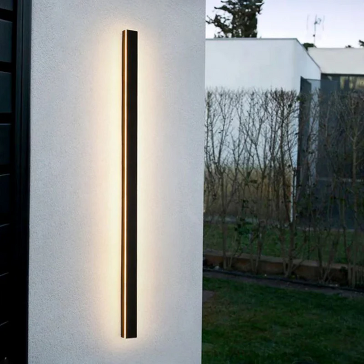 Motion sensor modern LED outdoor wall lamp, providing security & style for garden & home.