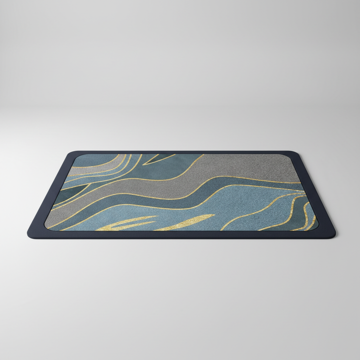 Detail shot of the quick-dry, non-slip texture of a rectangular bath mat for modern bathrooms.