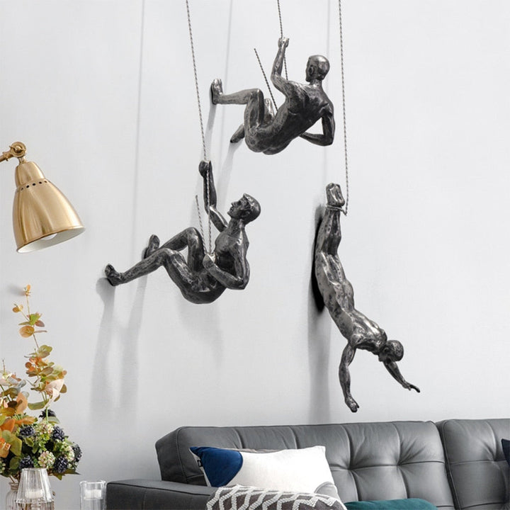 Elegant climber wall sculpture, a unique modern art home decor design for sophisticated interior styling.