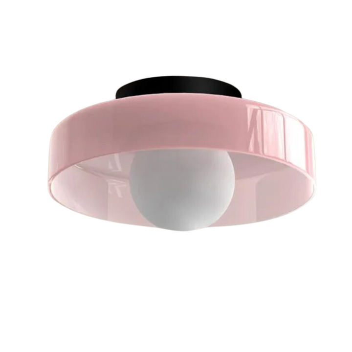 Stylish round glass ceiling lamp, contemporary fixture for kitchen & living room.