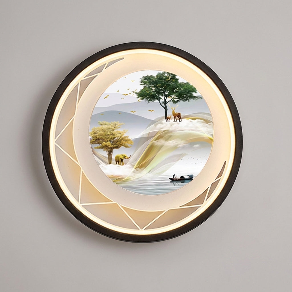 Artisphere round LED accent gallery light, showcasing its modern design, ideal for illuminating paintings and sculptures.