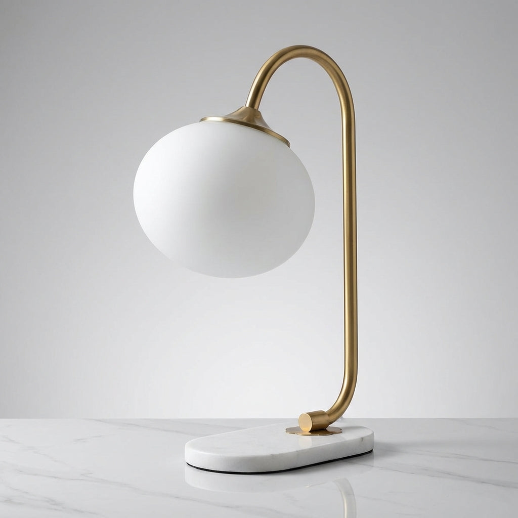 Rounded table lamp for modern interiors, stylish bedroom lighting