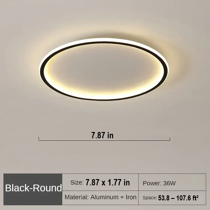 Bright LED round ceiling light, perfect for a Scandinavian-inspired living space.