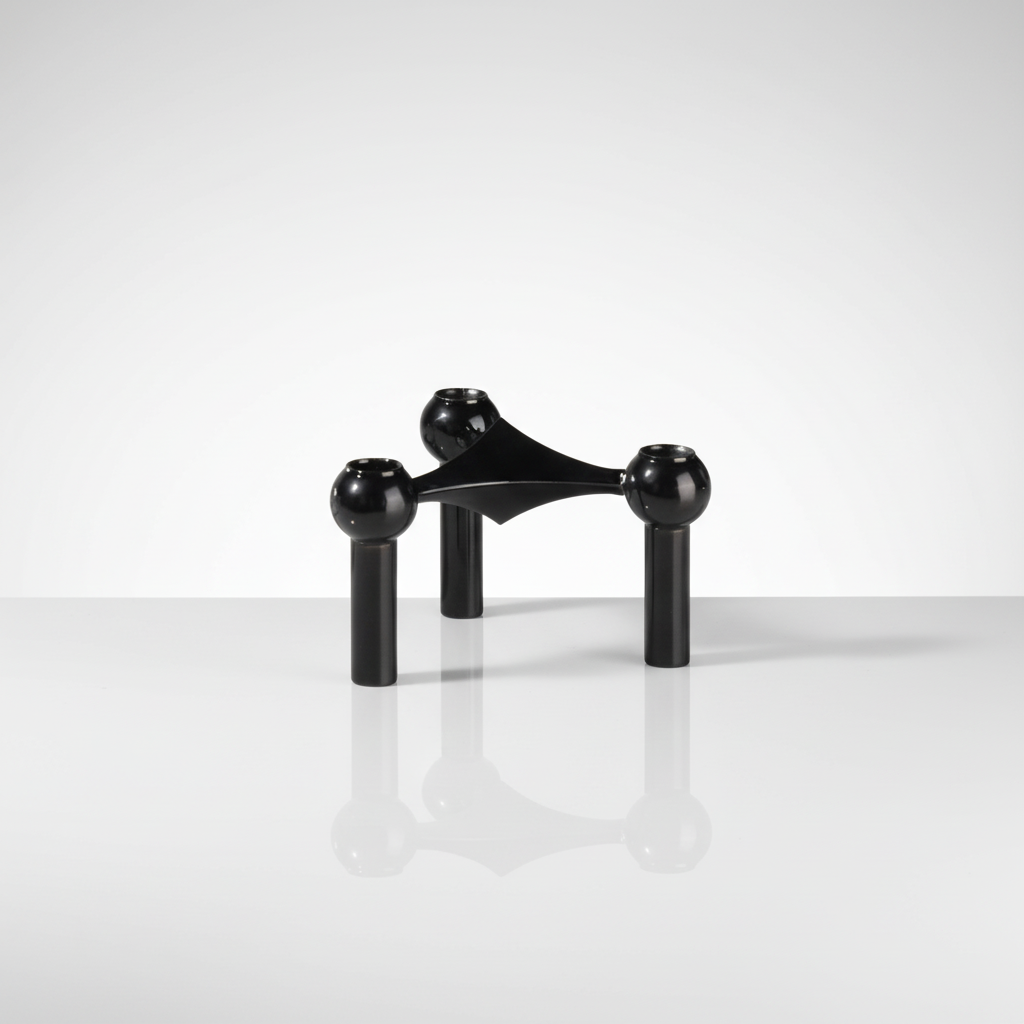 Elegant stainless steel candle holders, contemporary table decoration
