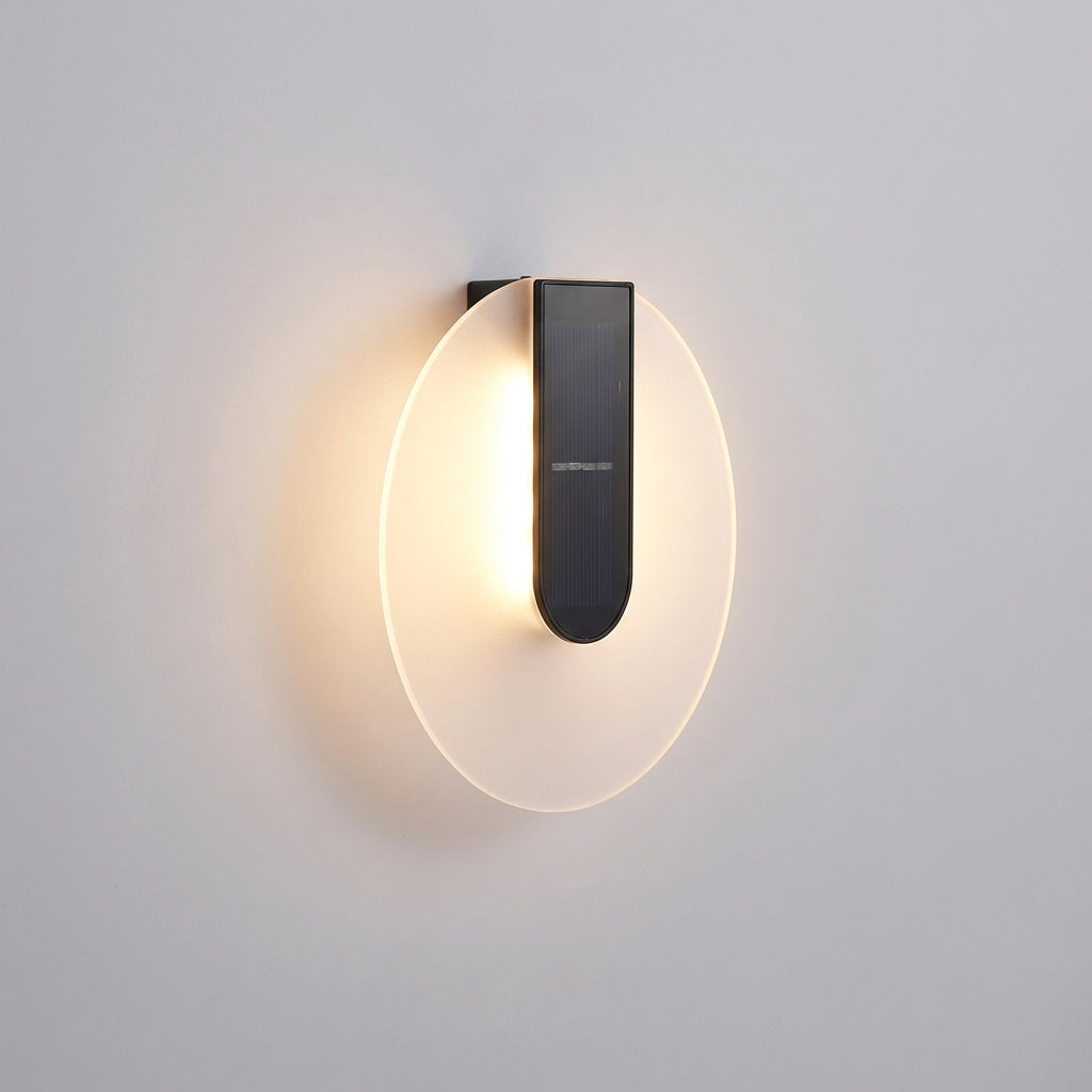 Solenyx contemporary black round exterior wall lamp, energy-efficient LED patio light