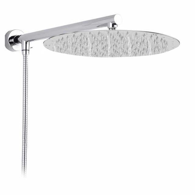 Modern bathroom fixture: RainFlow Ultra wall-mounted rain shower head for a premium home upgrade.