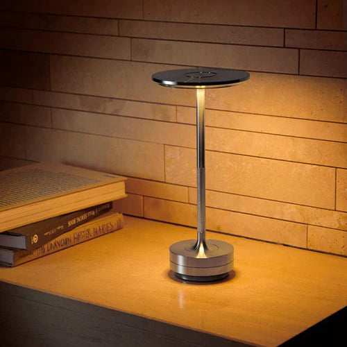 Modern dimmable LED table lamp. Wireless smart design perfect as a desk, bedside, or ambient home light.