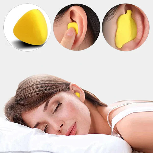 Moldable noise cancelling earplugs in a compact case, perfect for sleep and travel.