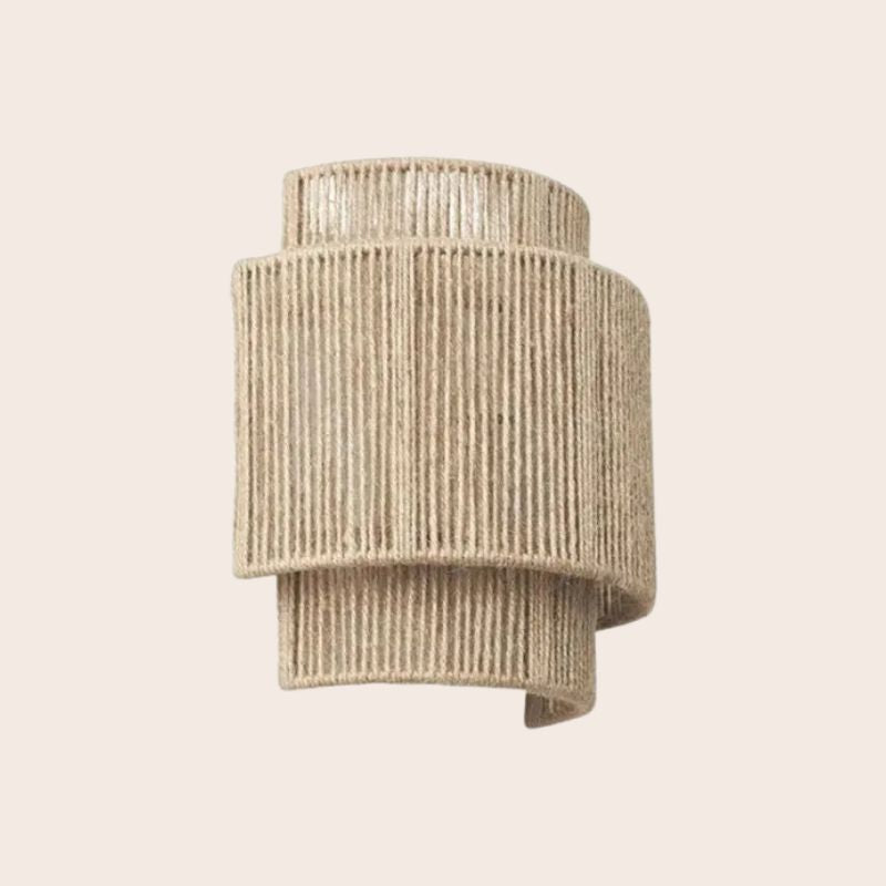 Natural rattan woven wall lamp, perfect boho accent lighting for modern home decor.