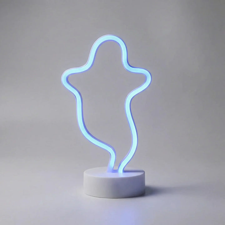 Elegant freestanding LED neon table lamp by Neonova, perfect for a cozy bedroom