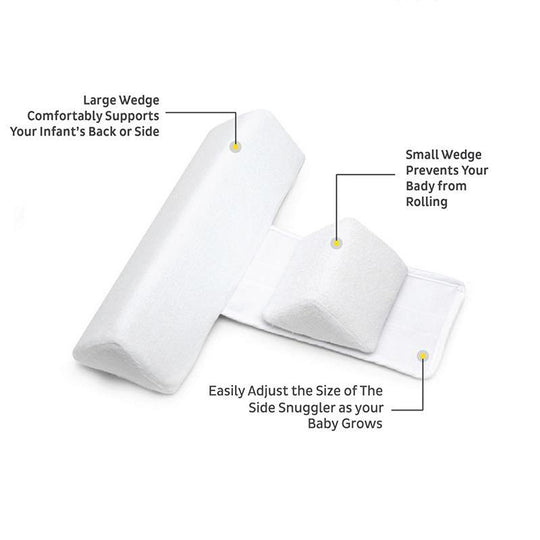 Easy-clean removable cover on adjustable anti-roll newborn baby side sleep pillow, ensuring hygiene for infant care.