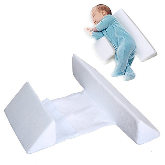 Secure newborn anti-roll baby side sleep pillow, promoting safe sleeping posture & essential infant head support.