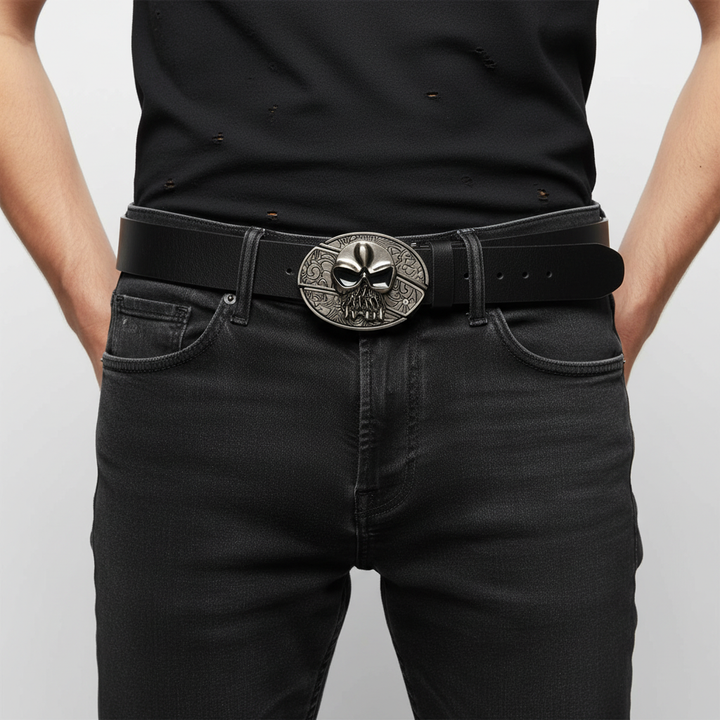 Nightblade men's tactical leather belt with an alloy buckle and a hidden knife, perfect for戶外 activities
