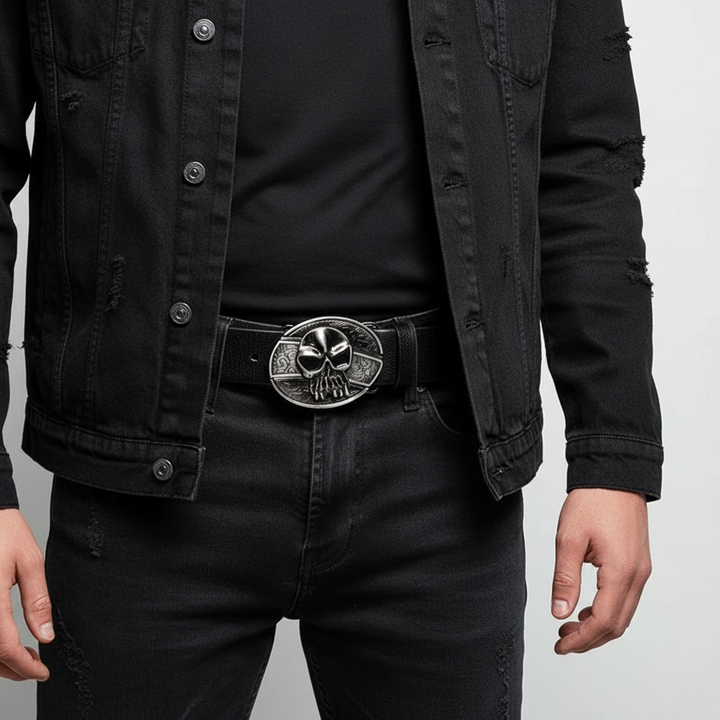 Nightblade men's survival gear: a genuine leather belt with a secretly stored knife in the buckle