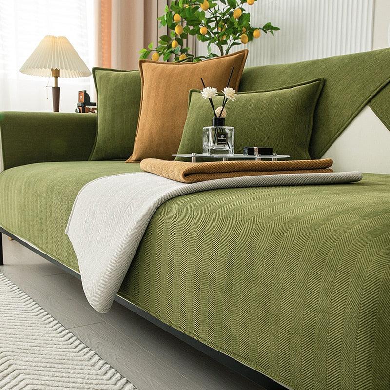 SnugMat non-slip sofa cover. Durable polyester furniture protector, pet friendly & washable for all sectional couches.