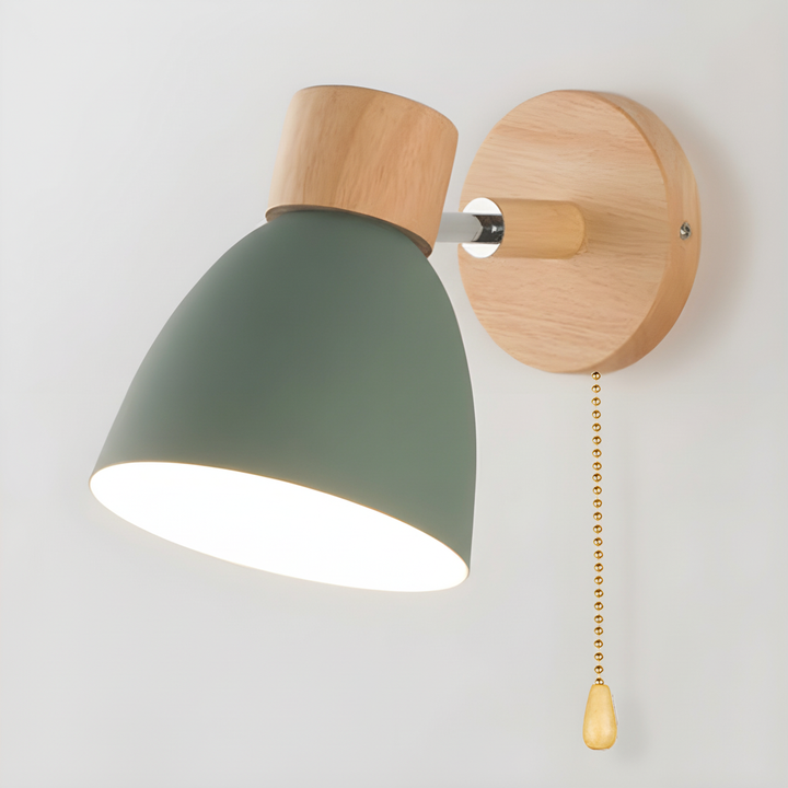 E27 Nordic wood wall sconce, adjustable light direction, perfect for cozy spaces