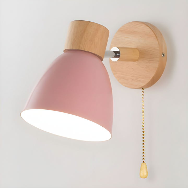 Wooden wall sconce, adjustable Nordic design, ideal for reading or ambient room lighting