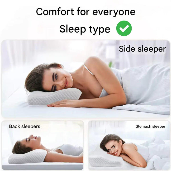 Orthopedic memory foam neck support pillow with washable cover for hygiene & long-lasting use.