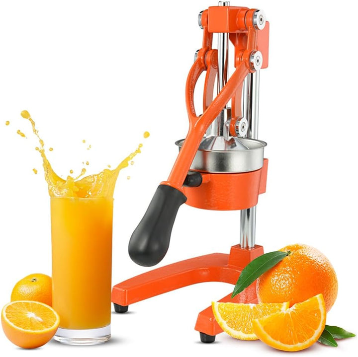 Orvado citrus juicer, sleek black cast iron, designed for maximum juice yield, durable