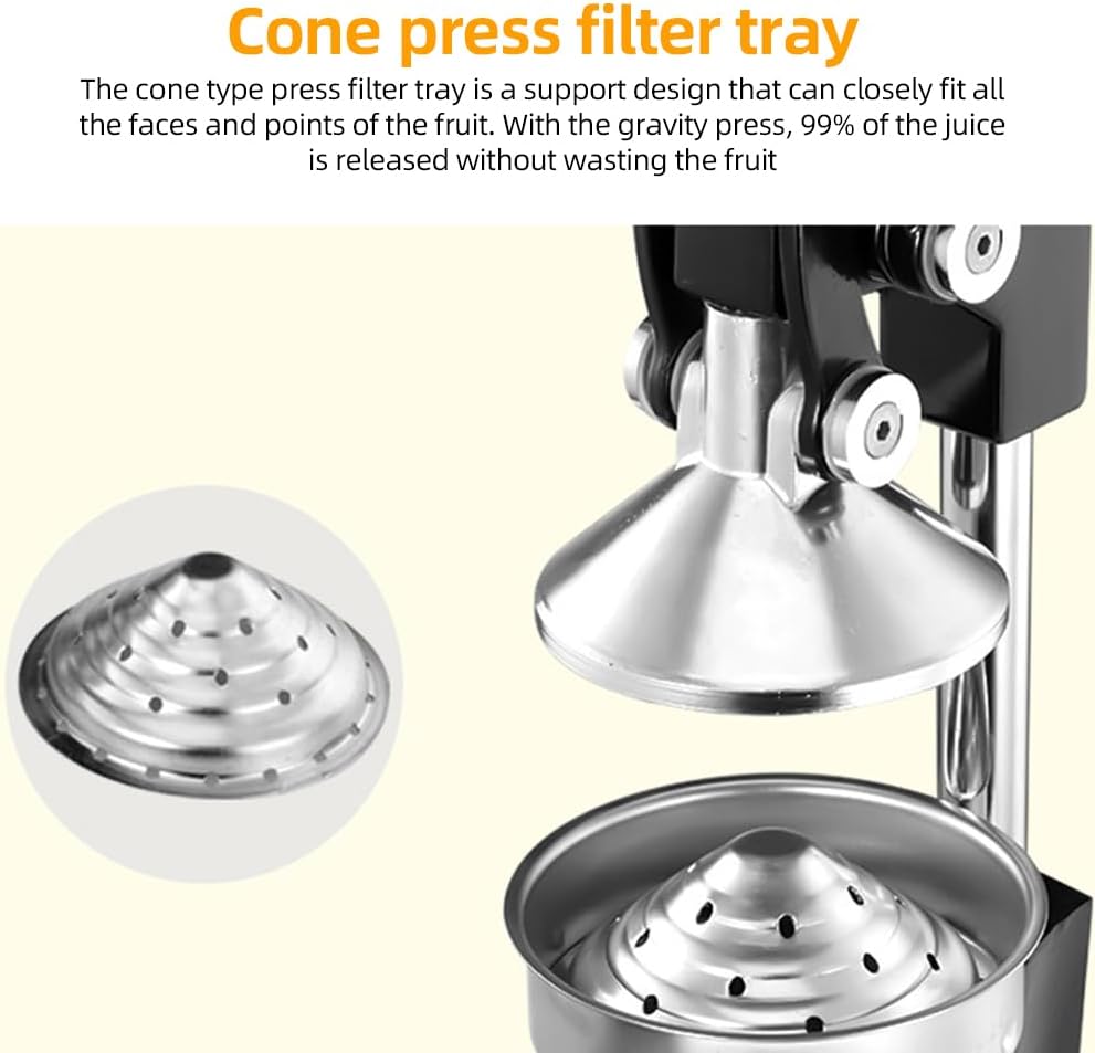 Orvado cast-iron hand press juicer with an orange half, ready for efficient juicing