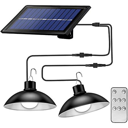 Outdoor solar LED lamp set with remote control for efficient, wireless garden and porch lighting.