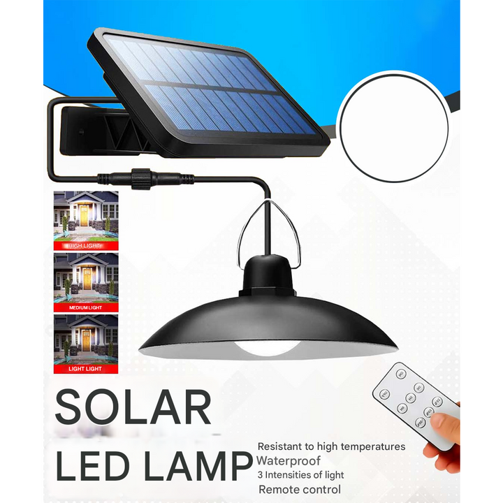 Durable solar LED outdoor lighting kit. Wireless, remote-controlled lamp set for reliable garden & porch use.