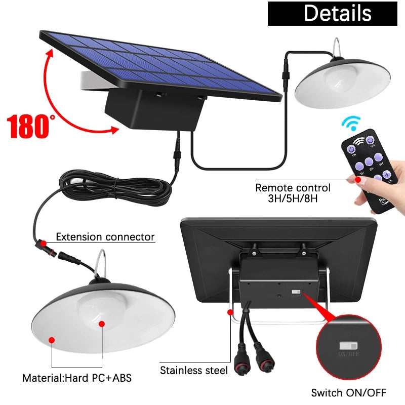 Wireless solar LED garden light set with remote. Energy-saving outdoor lamp for shed & porch.