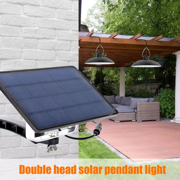 Versatile outdoor solar LED lamp set with remote. Ideal wireless lighting for garden, shed, porch.
