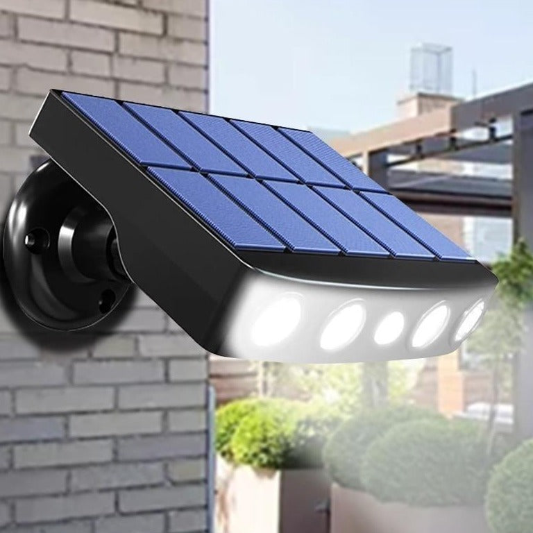 Outdoor solar LED wall light with motion sensor for garden security & path illumination