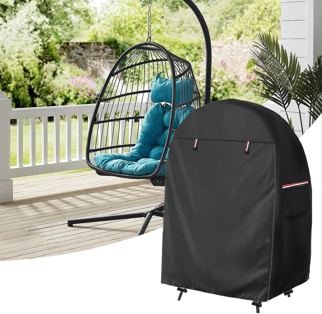 Easy-fit outdoor egg chair cover with double zipper, providing superior weather protection.