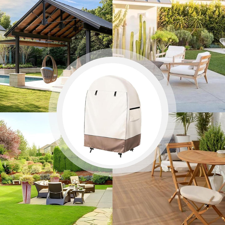 Heavy-duty outdoor egg chair cover, featuring a double zipper for secure fit and weather protection.