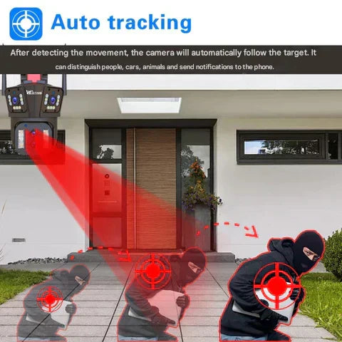 Advanced outdoor WiFi security camera, 20MP, 20x zoom, motion detection & two-way audio for security.
