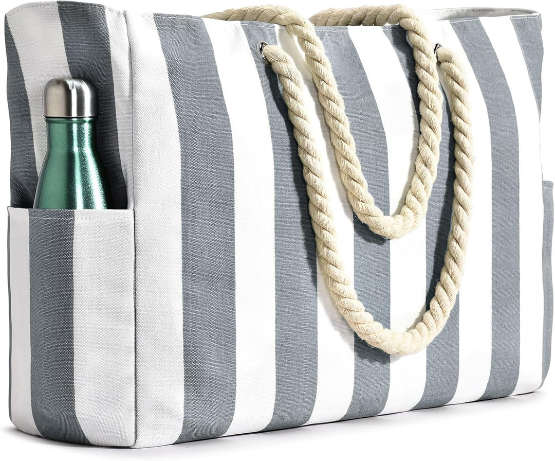 Oversized waterproof beach tote, stylish & functional for a sand-free experience.