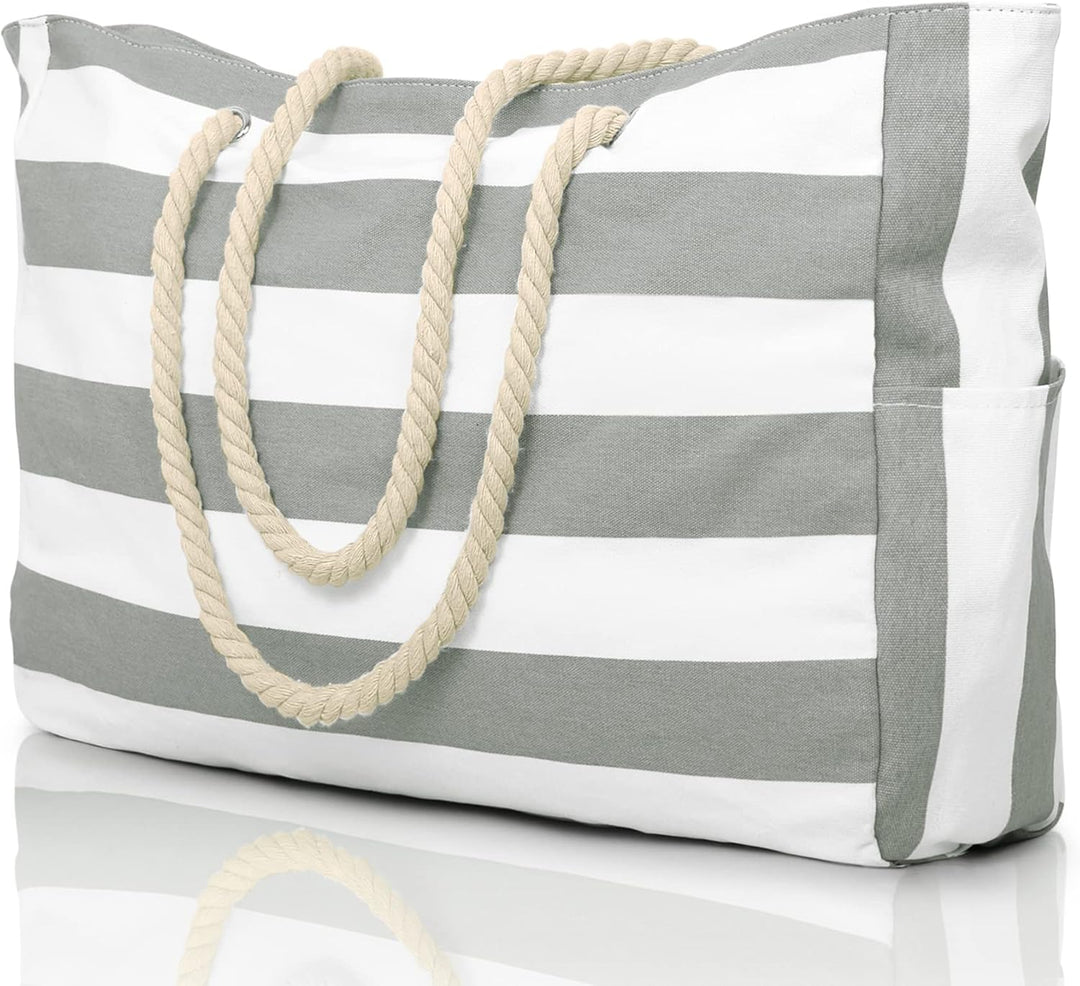 Blue polyester sandproof beach bag, large capacity, ideal for beach-goers.