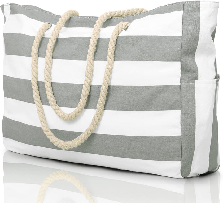Blue polyester sandproof beach bag, large capacity, ideal for beach-goers.