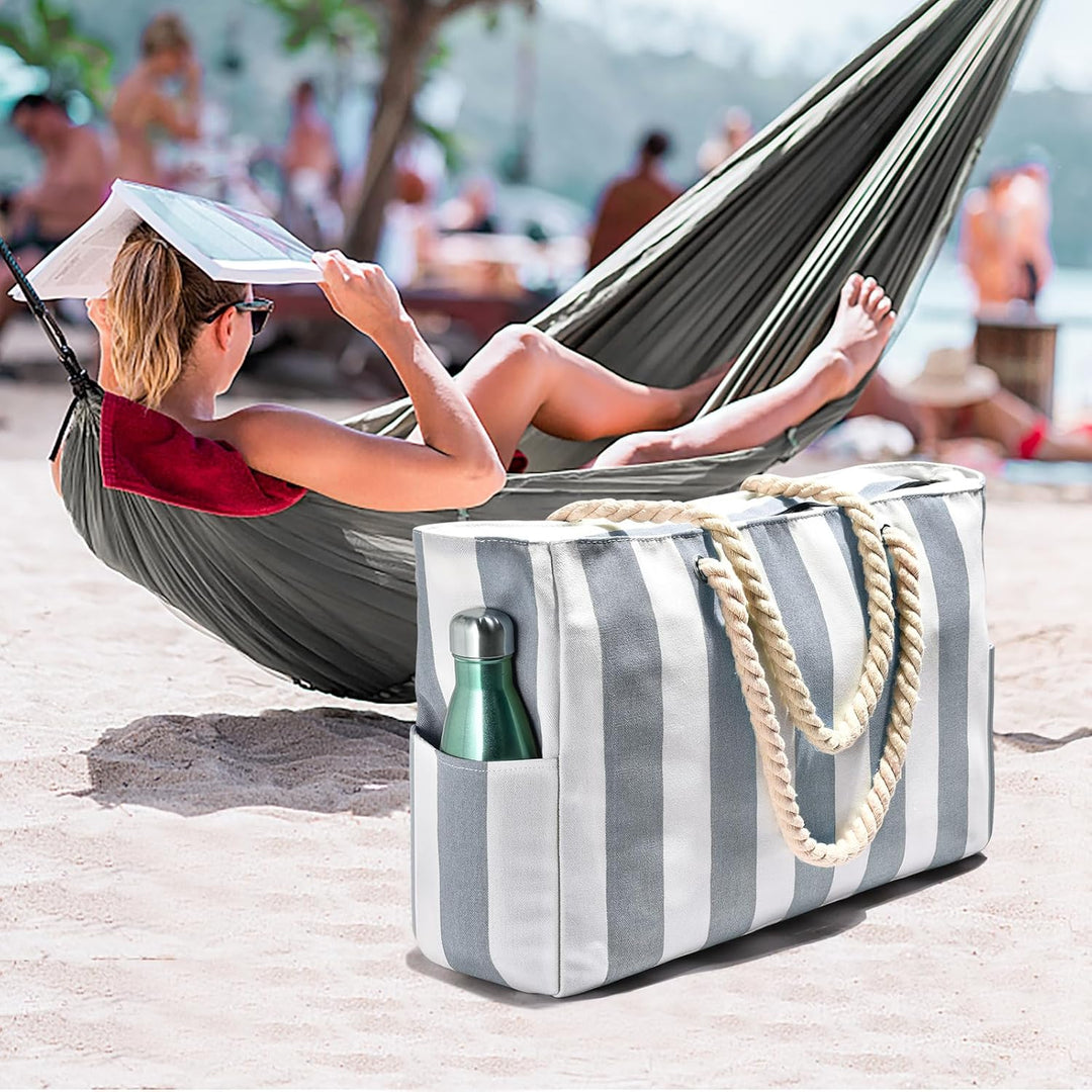 Waterproof oversized tote, sandproof, perfect for a day at the ocean or lake.
