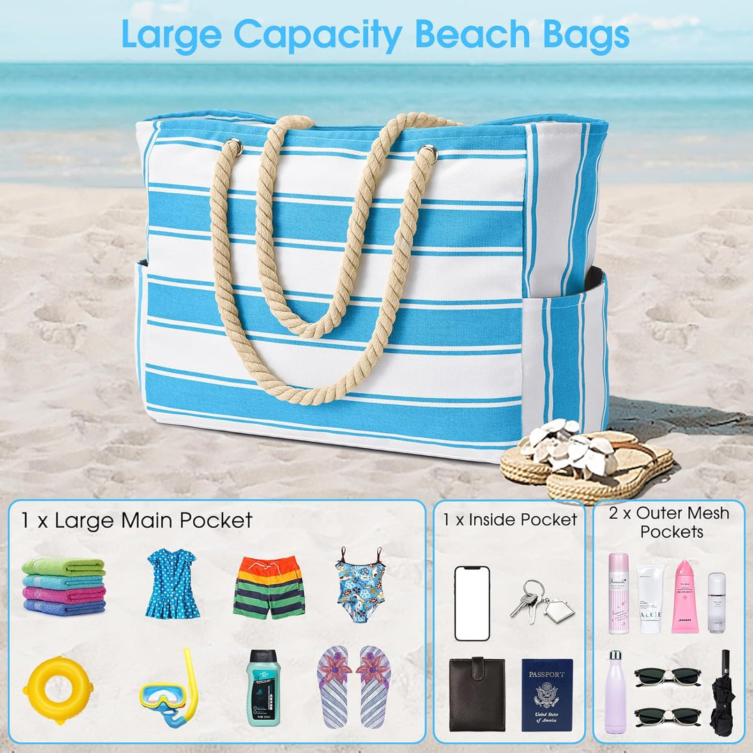 Unisex large beach bag, waterproof & sandproof, with sturdy construction.