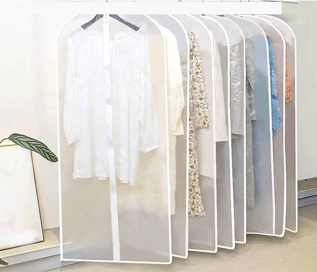 Transparent clothing protection bags, 10-pack, ideal for travel accessories & home organization.