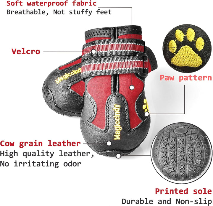 Dog boots waterproof material texture, highlighting durability for all-weather pet use