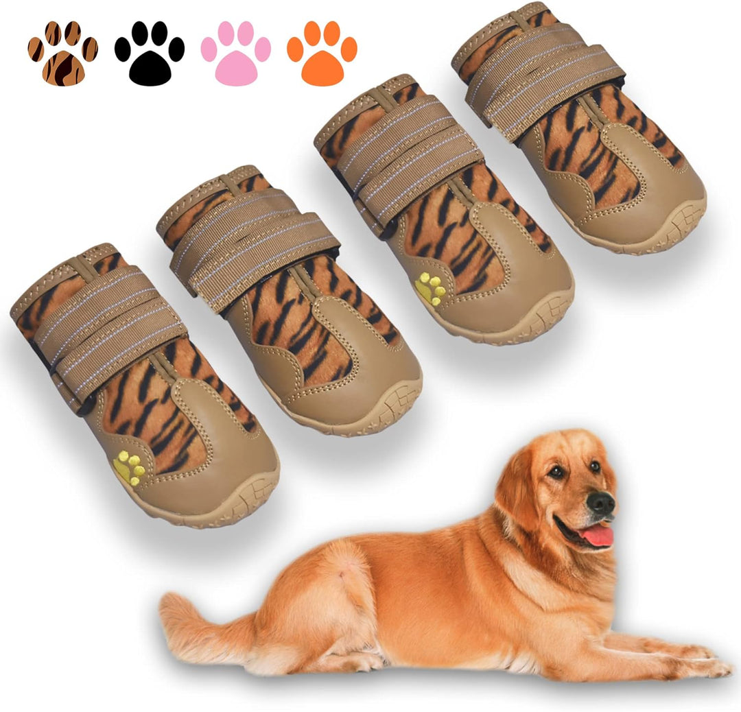 Side view of modern design all-weather dog boot with adjustable strap for secure fit, outdoor gear