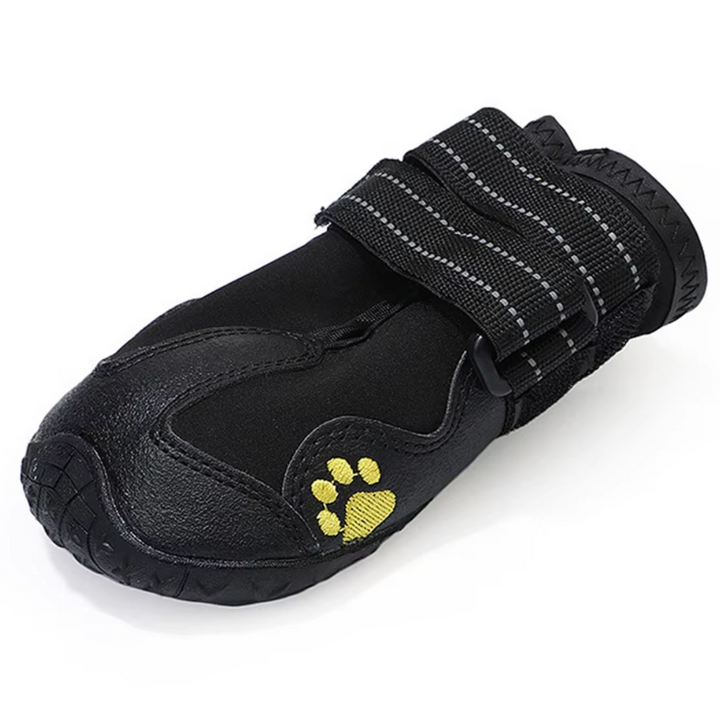 Close-up of anti-slip sole on a dog boot, designed for secure paw protection in outdoor dog gear