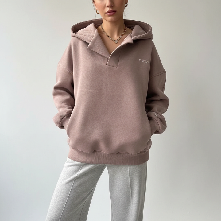 Stylish women's fleece hoodie, a cozy pullover for cold weather and casual athleisure
